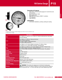 Thumbnail of document Data Sheet - P1S 100 Series Pressure Gauge